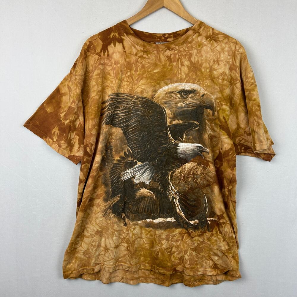 Back to Earth Vintage Eagle Y2K 90s Orange Short Sleeve Shirt Men's Size XL